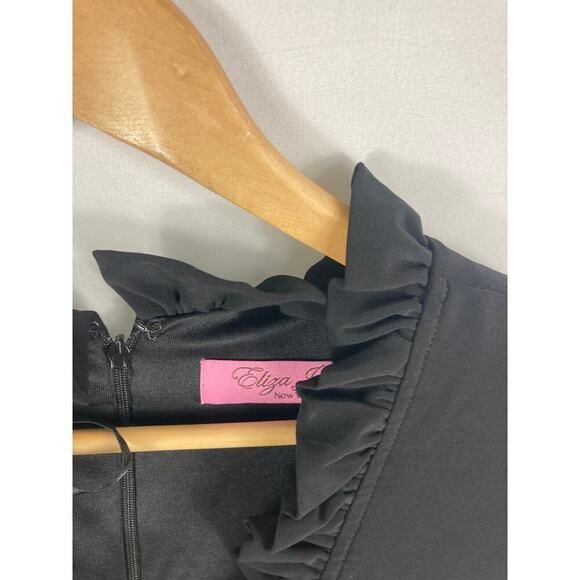 Eliza J Side Tie Ruffle Black Dress Size 8 - Picture 3 of 4